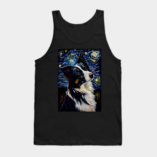 Border Collie Dog Starry Night Tank Top